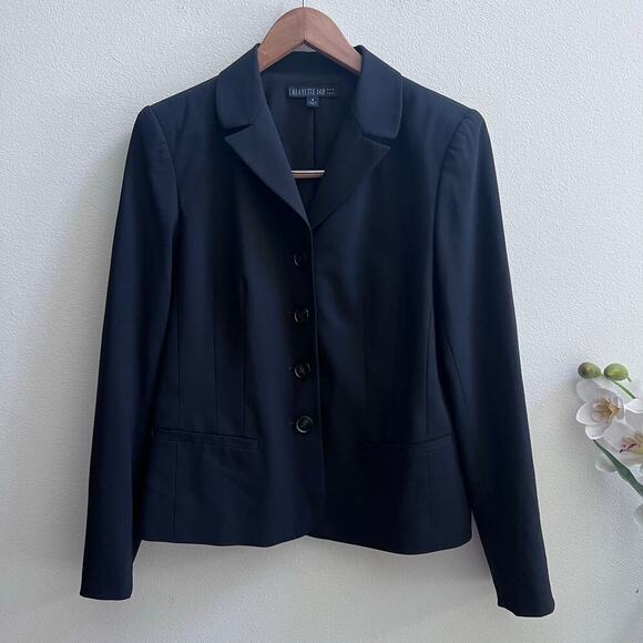 Lafayette 148 Virgin Wool Black Tailored Blazer Tops Women's Jacket Size 8 Boss - Picture 1 of 9